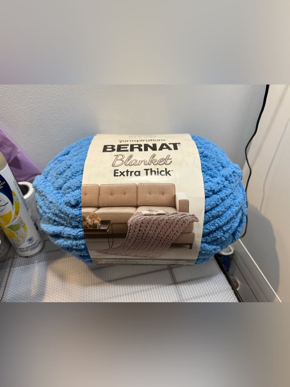 NWT Bernat Blanket Extra Thick Jumbo #7 Sky Yarn - 72 Yards (Lot of 3 Skeins)